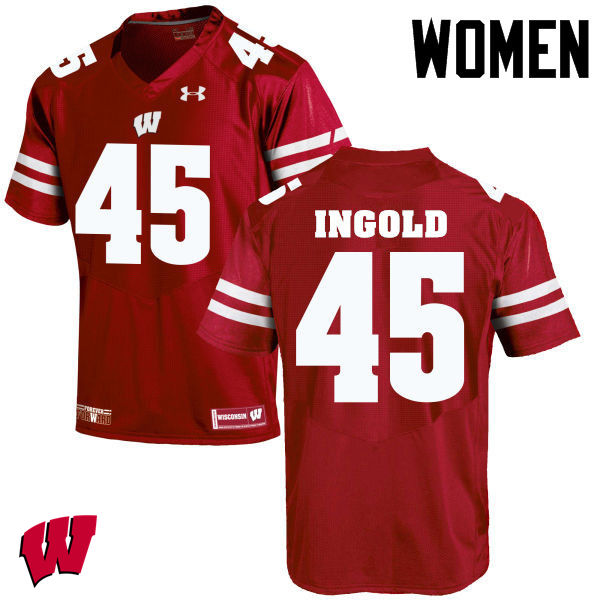 Wisconsin Badgers Women's #45 Alec Ingold NCAA Under Armour Authentic Red College Stitched Football Jersey DE40Y18CC